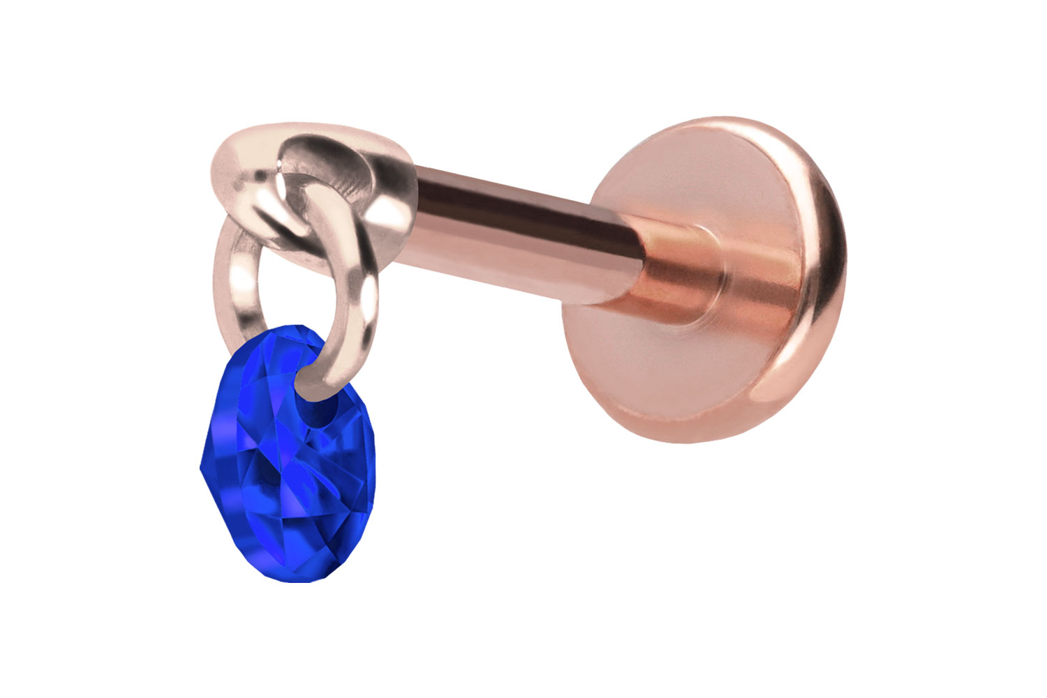 Titan Labret Piercing mit Push Fit RUNDER KRISTALL